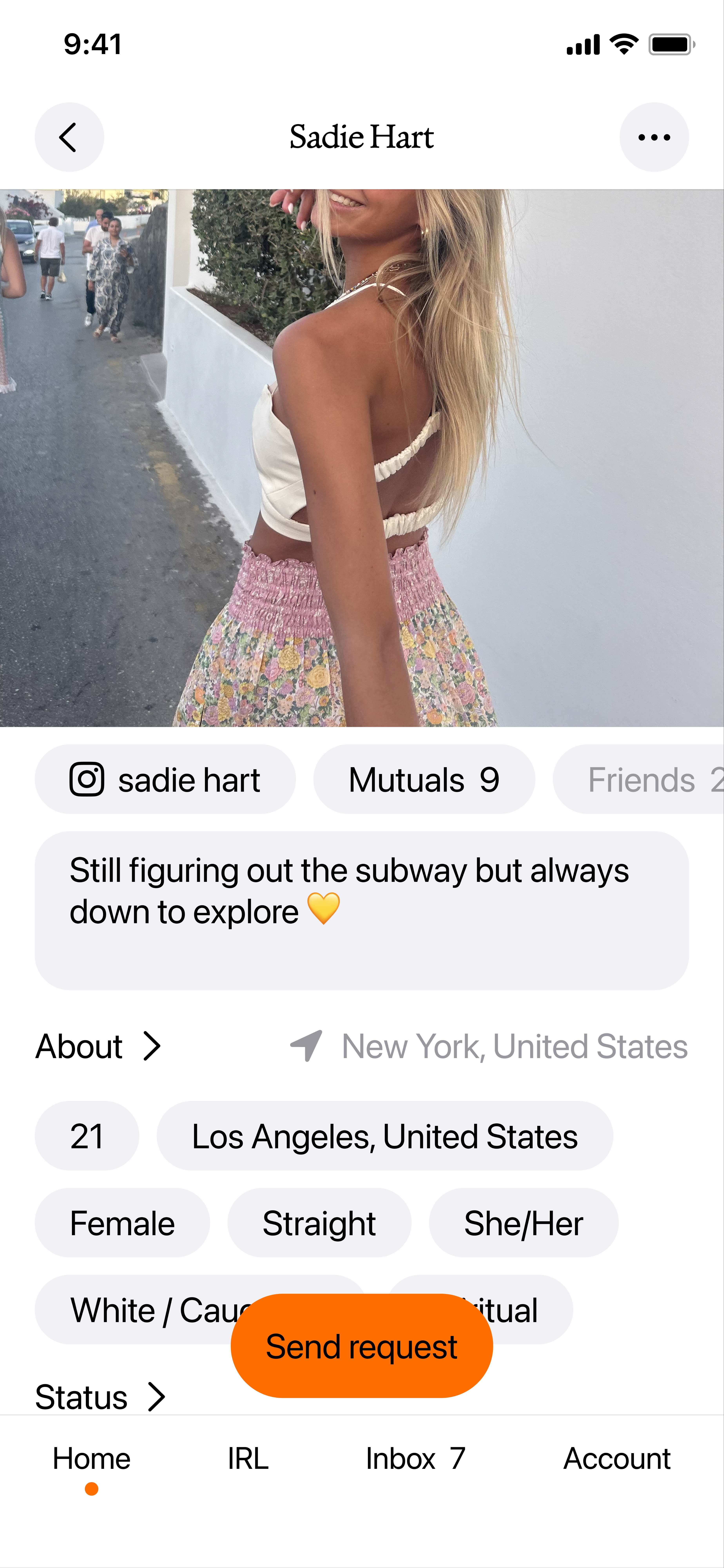 App profile screen showing mutual connections