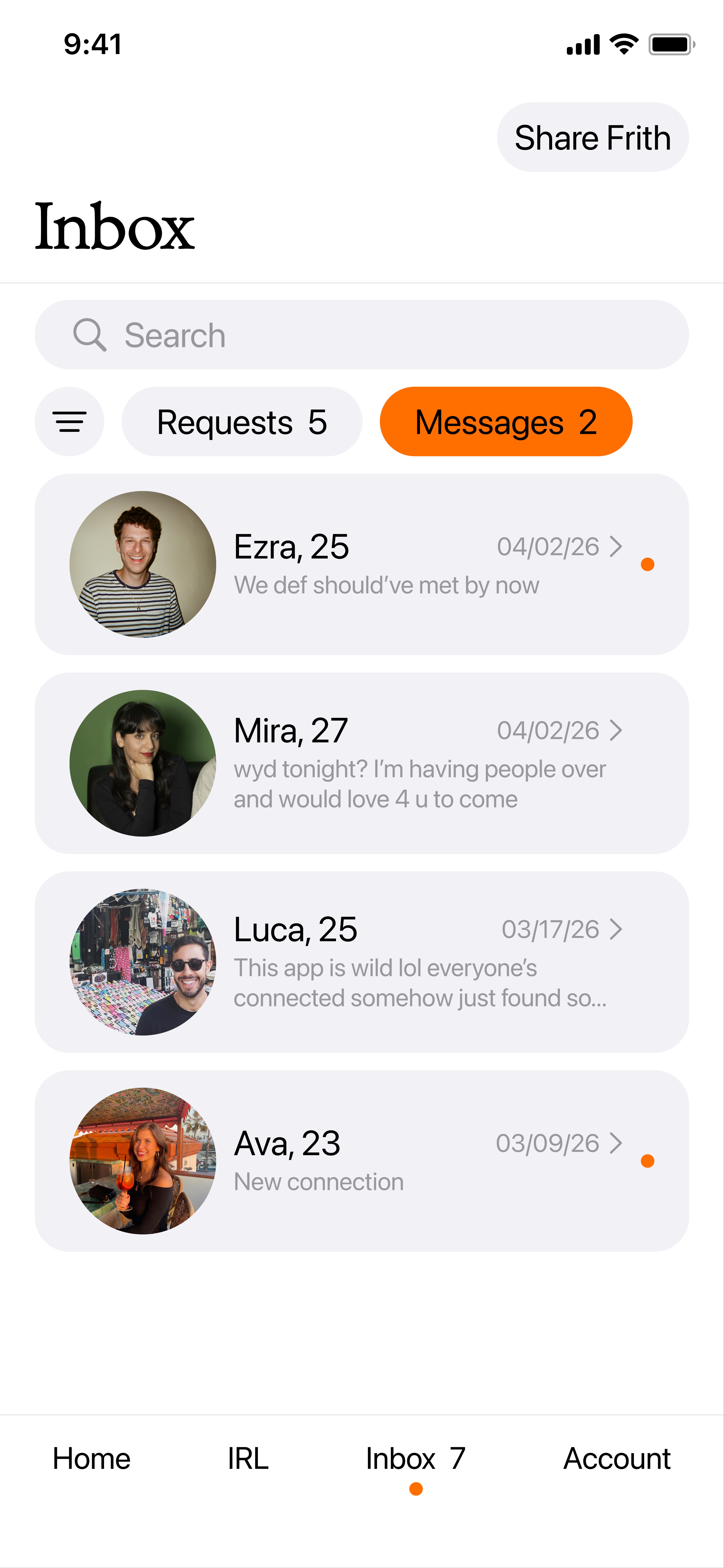 App inbox screen