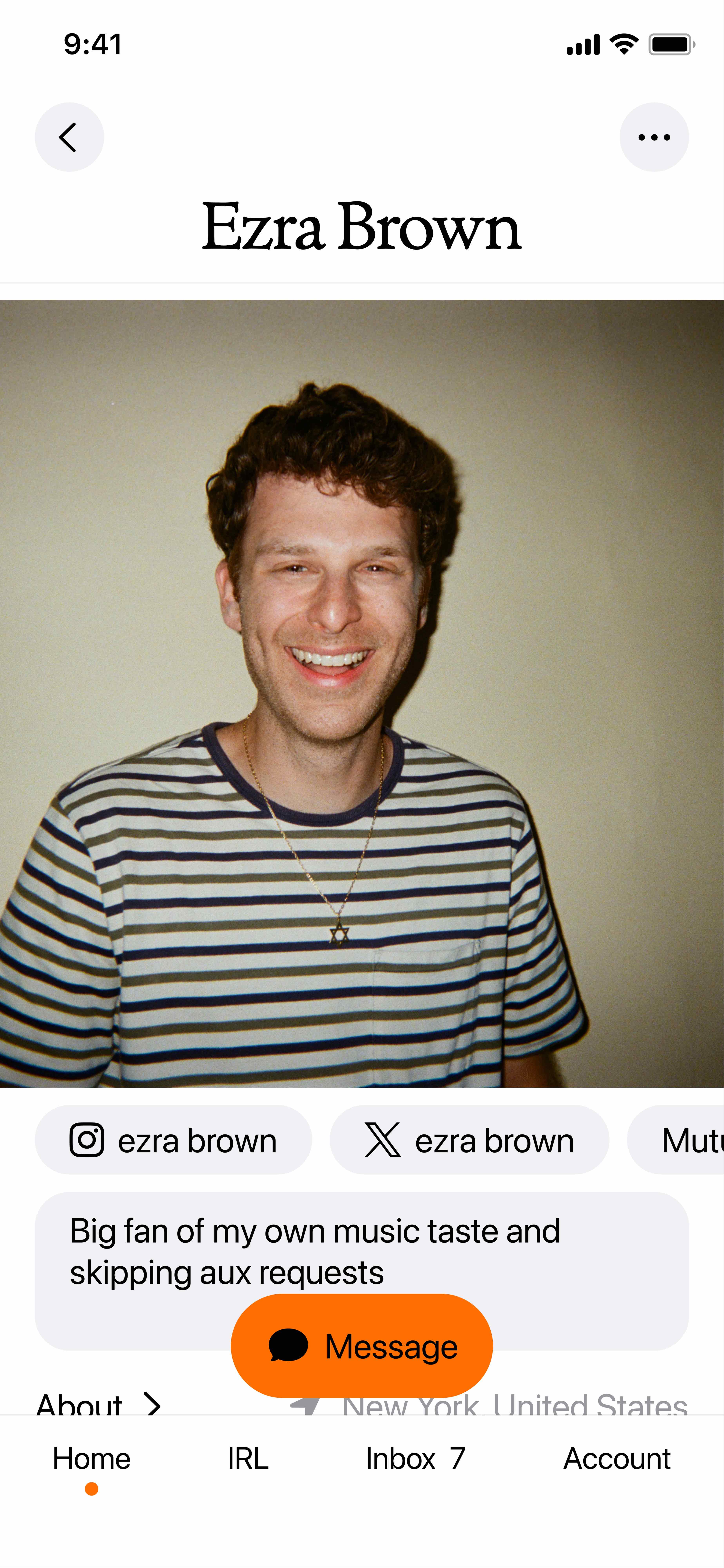 App profile screen